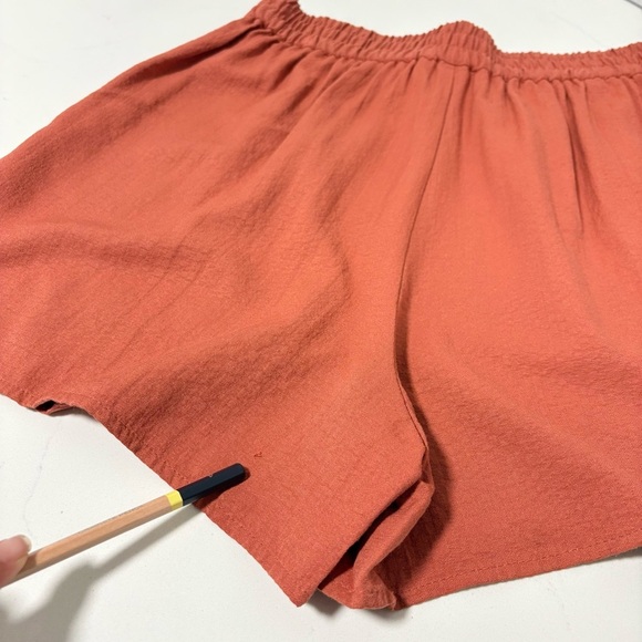Mango Rust Orange Pull on Elastic Waist Shorts Medium Casual Beach Vacation - Picture 6 of 11